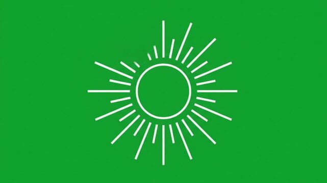 Minimalist sun animation on green screen, abstract radial loading symbol for motion