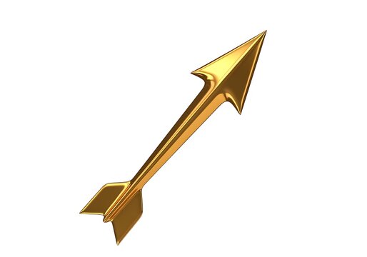 3d golden arrow pointing forward