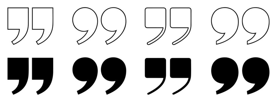 quotation mark solid outline icon set