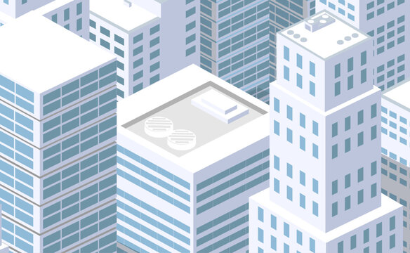 Isometric city buildings with urban architecture design