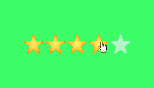 Illustration of a fictional website showing a mouse cursor clicking on a 1- to 5-star rating.