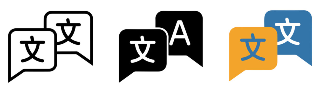 language translation icon set
