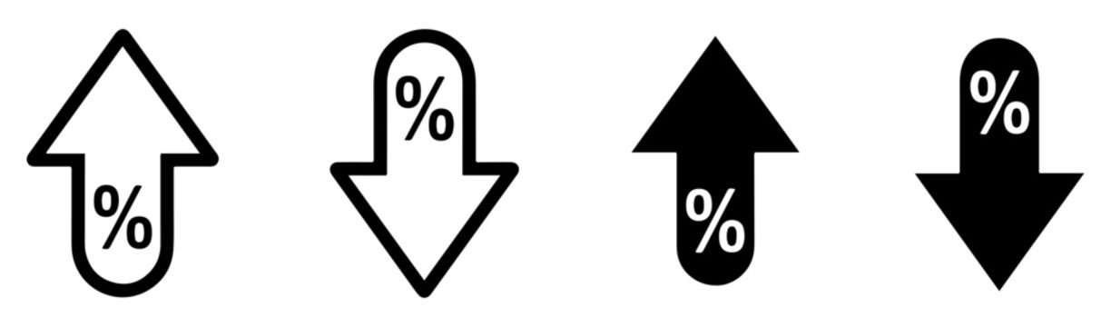 percentage arrow finance rate increase decrease icon set