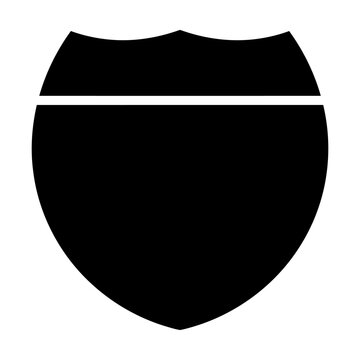 Black highway road sign shield shape icon with a horizontal line for traffic information Vector