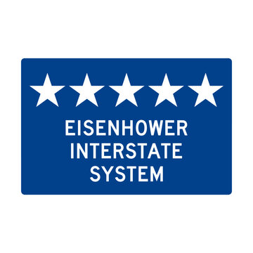 Blue eisenhower interstate system road sign with five white stars Vector
