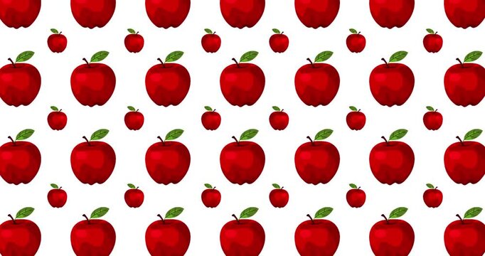 Animation of a red apple pattern on a white background.