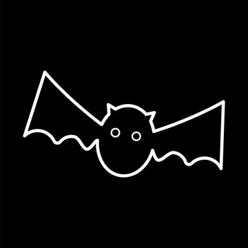 Bat white line Surprised, surprised, flashing face Halloween, animals, spooky, cute, scary, monsters, etc.