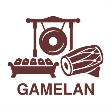 Traditional Indonesian Gamelan Musical Instruments Vector Illustration