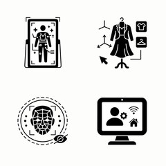 Fototapeta premium Fashion technology and biometric security icons set