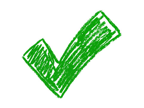 Hand Drawn Green Check Mark Symbol Isolated on White Background for Task Completion Verification and Positive Status Indicators