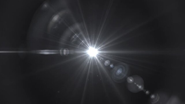 Cinematic Light Flare Transition with Lens Effects and Bokeh in Dark Studio Setting