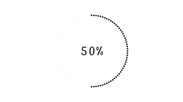 Minimalist circular percentage progress bar element representing a 50 percent completion status isolated on a clean Percencase white background
