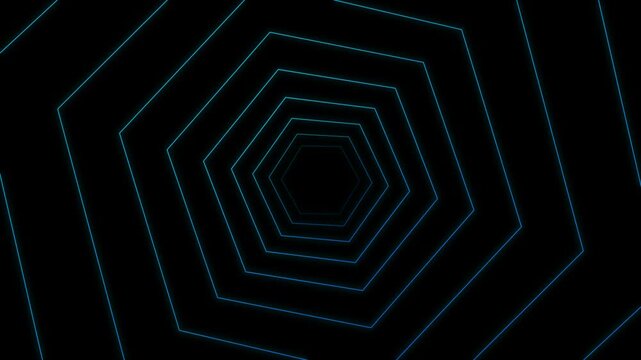 Dynamic neon hexagon tunnel loop for high-energy fitness and sports motion graphics