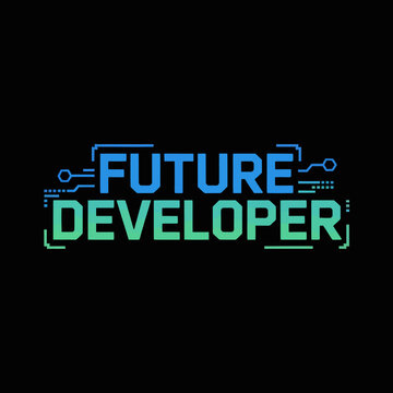 Future Developer circuit board HUD typography in blue and green