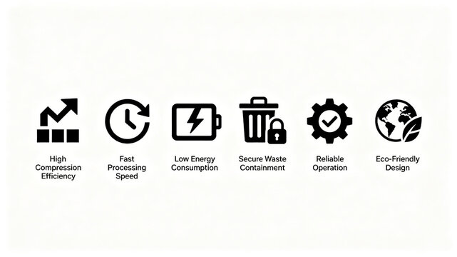 Minimalist line eco-friendly equipment icon, representing high compression, low energy consumption, and safety, suitable for eco-friendly home appliance websites and e-commerce posters.
