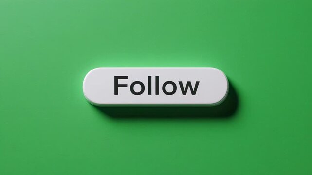 Follow button glowing with soft light against a green backdrop during a subtle zoom out motion