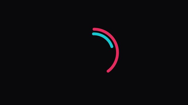 Minimalist dual circular loading spinner animation on 4k black background, progress circle