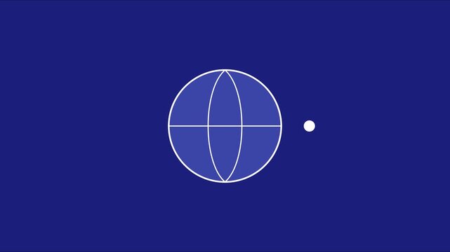 Minimalist global orbit animation: abstract digital earth sphere with rotating satellite point 4k