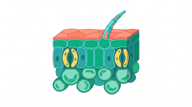 Anatomical Cross Section Diagram of Plant Epidermis Tissue Structure