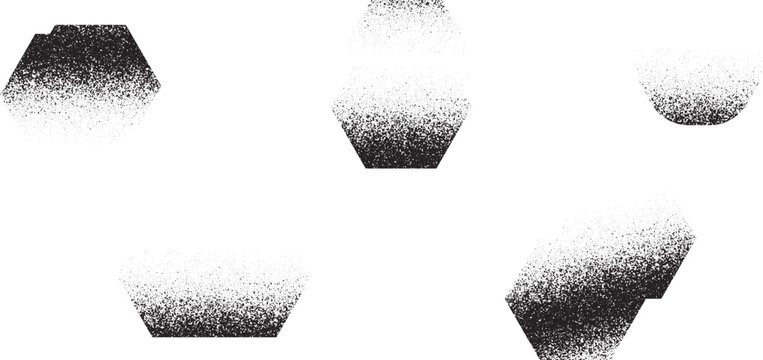 Assorted polygon shapes with a grainy stipple texture for designers