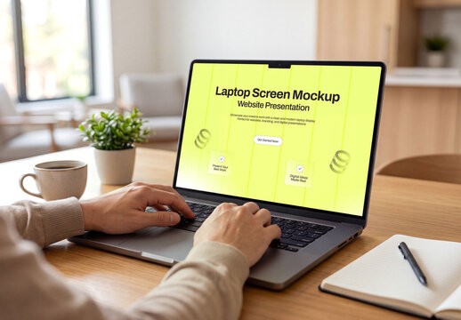 Laptop Screen Mockup on Desk