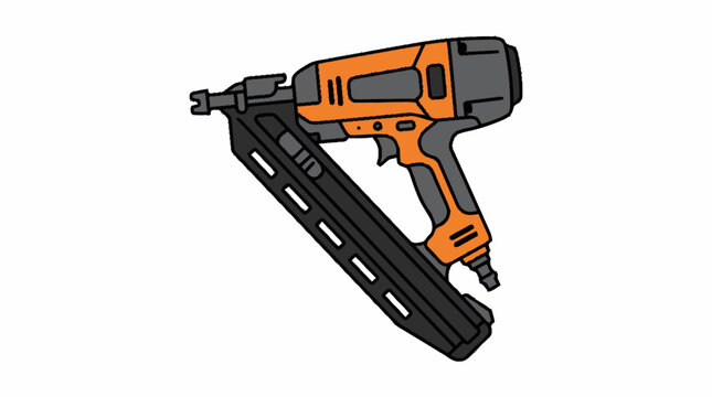 Orange and black electric nail gun tool illustration.