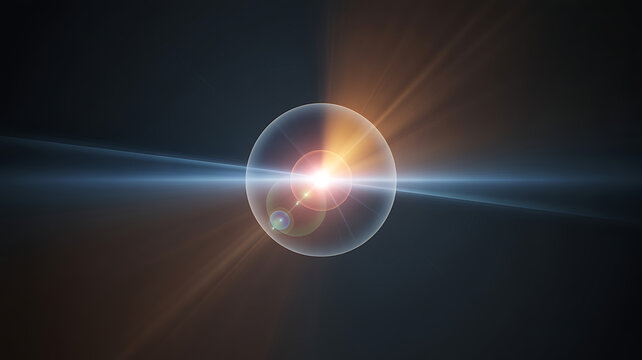Futuristic glowing abstract optical lens flare light effect with circular overlay sci fi abstract