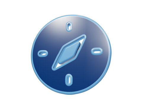 Minimalist blue compass dial icon featuring four directional markers for digital mapping.