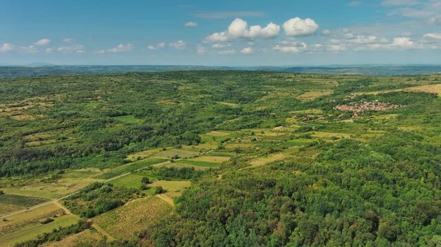 Aerial view of old rustic vintage houses with wine cellars in Rogljevacke pivnice in Negotin region of Serbia, 4k