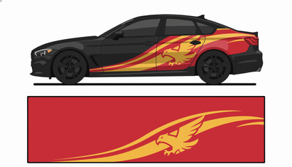 Fototapeta premium Abstract eagle racing car decal vinyl sticker design.