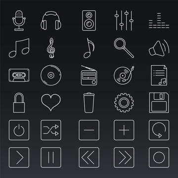 Vector Set of Music Outline Icons