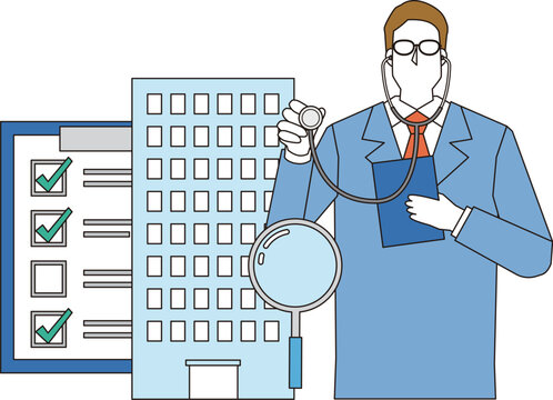 企業を診断する男性