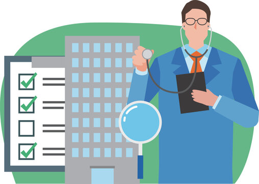 企業を診断する男性