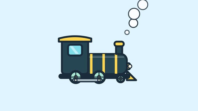 Animated Flat Steam Train Locomotive Graphic