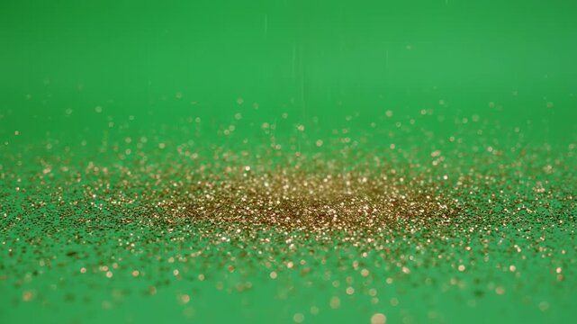 Golden soybean seeds resting on a vibrant green surface with subtle sparkling highlights during a gentle camera pan
