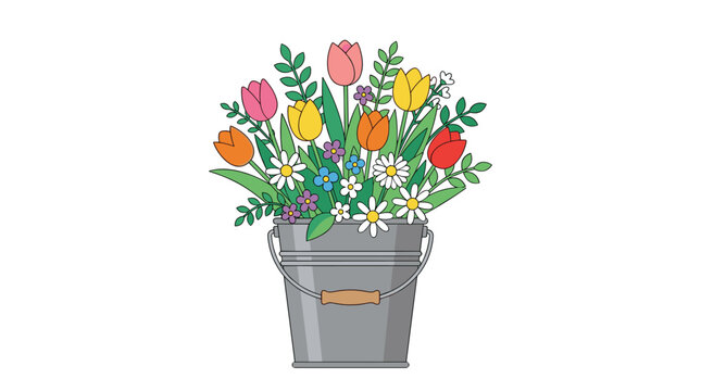 Flowers bouquet floral bucket blossom arrangement for spring