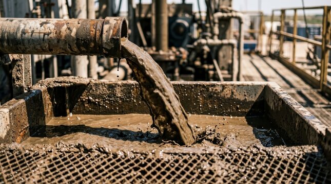 Industrial drilling mud circulation process within an oil and gas extraction system.