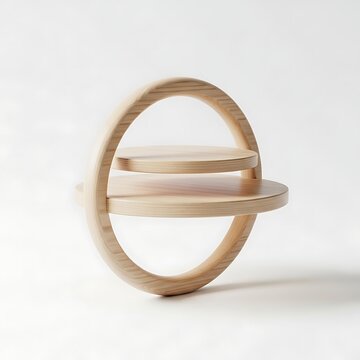 Abstract wooden ring with three horizontal slats
