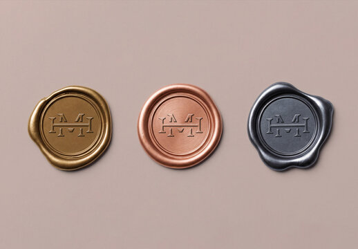 Metallic Wax Seal Stamp Logo Mockup Collection