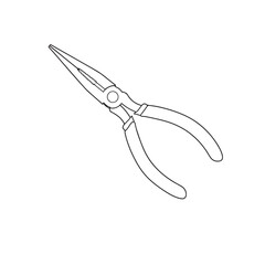 Obraz premium Needle Nose Pliers Line Art – Hand Tool Illustration