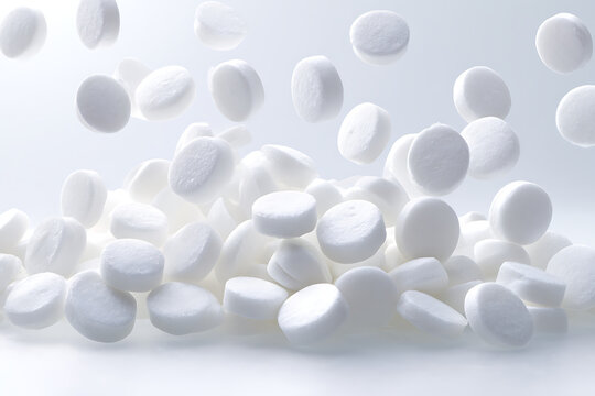 White Compressed Tablets Falling And Piled Pharmaceutical Composition With Smooth Surfaces antacid