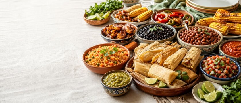 National Hispanic Heritage Month table with traditional Latin American dishes