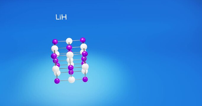 Lithium hybrid crystal structure. 3d render video. 