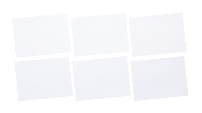 Blank Card Mockup Grid Isolated on Black Background, 6 Empty Paper Sheet Frame Layout for Photo Display, Portfolio Presentation, and Identity Design Template