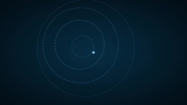 Abstract digital radar pulse with concentric circles and glowing point animation 4k sonar
