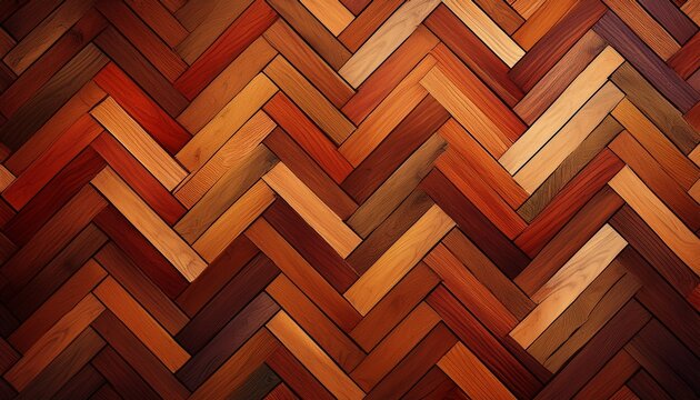 wooden herringbone pattern flooring in warm tones