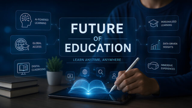 Future Of Education holographic dashboard for digital classroom