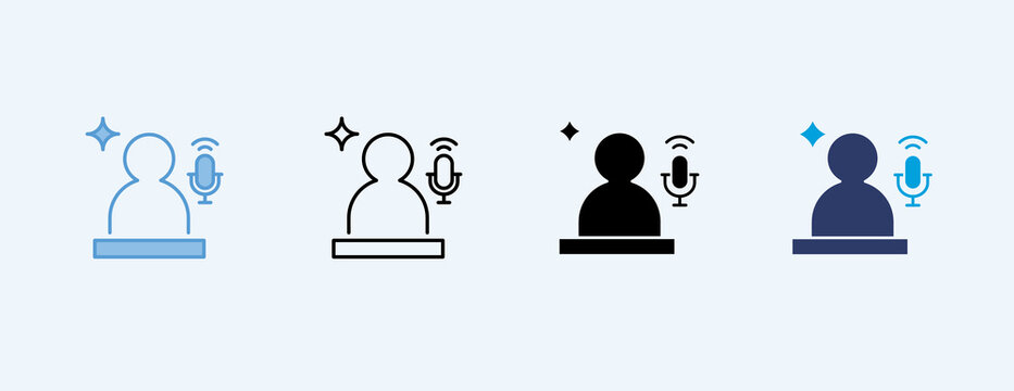 Moderator Outline Icon Multiple Style CONTAINS PEOPLE, microphone