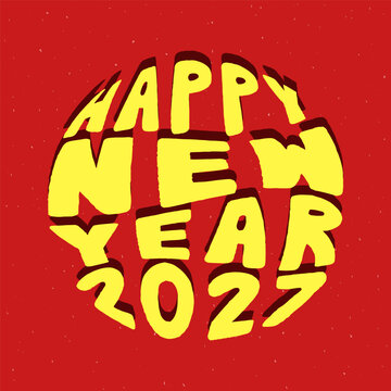 Happy new year 2027 hand lettering in round shape