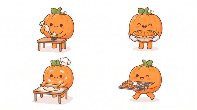 Cute Halloween Pumpkin Bakery Character Collection